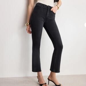 Good American High Rise Standard Good Kick Flare Cropped Jeans Black 31 / 12